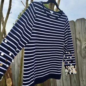 Crown & Ivy Sweater Striped Petite Top NWT